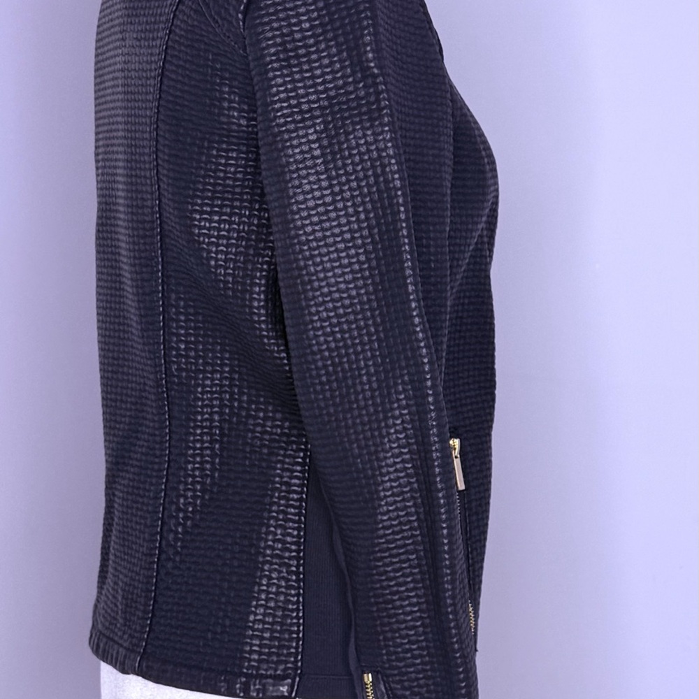 Calvin Klein Black Textured Leather Jacket - Picture 3 of 8
